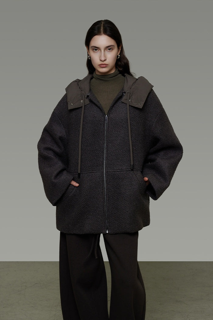 Quiet Luxury Wool Hooded Coat