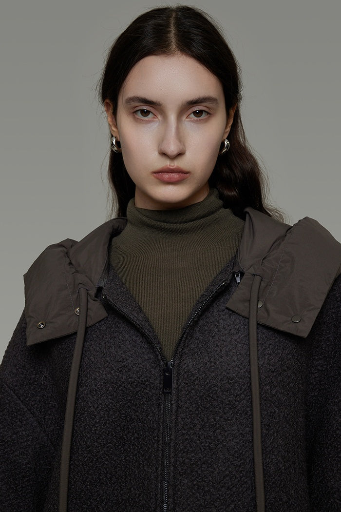 Quiet Luxury Wool Hooded Coat