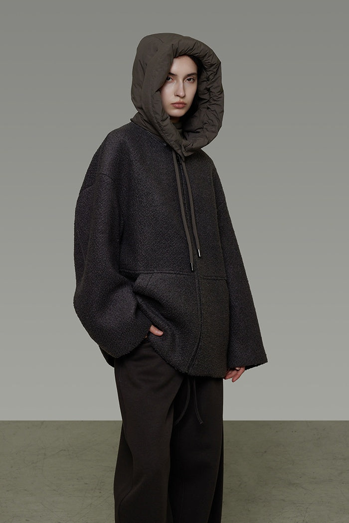 Quiet Luxury Wool Hooded Coat