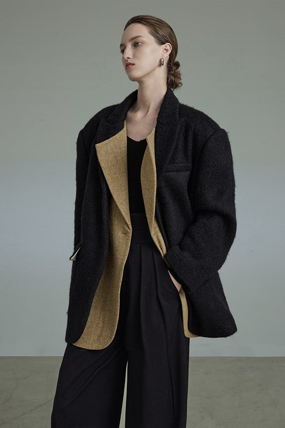 Structured Wool Blend Tailored Coat