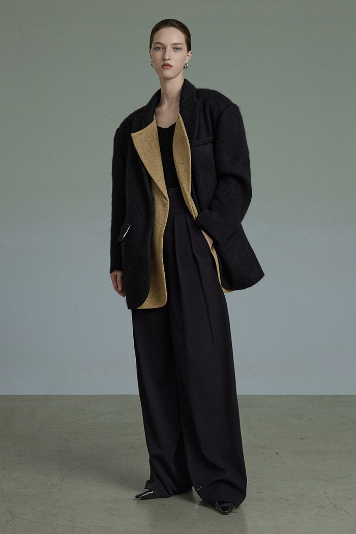 Structured Wool Blend Tailored Coat