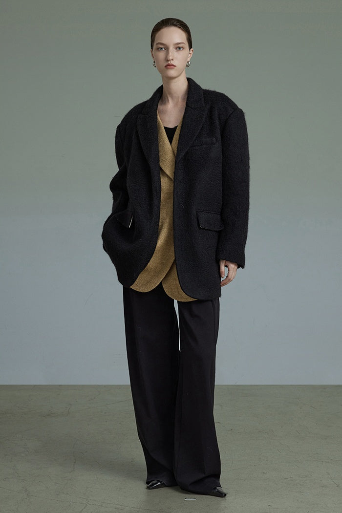 Structured Wool Blend Tailored Coat