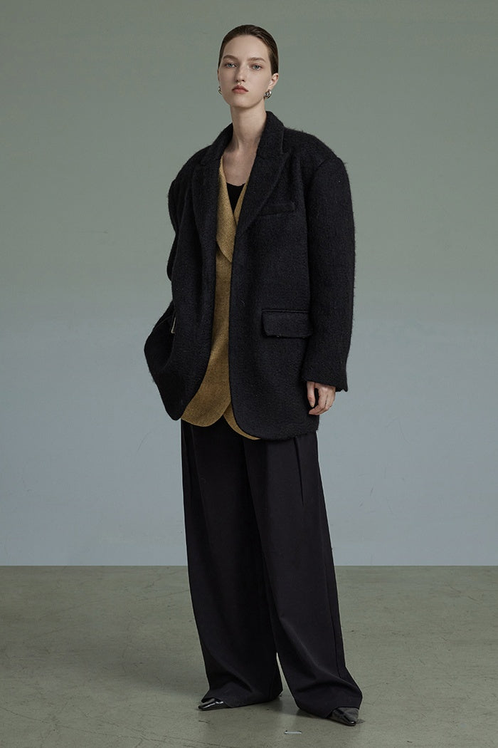 Structured Wool Blend Tailored Coat