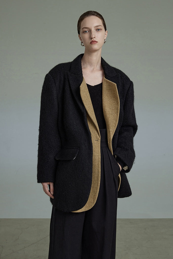 Structured Wool Blend Tailored Coat