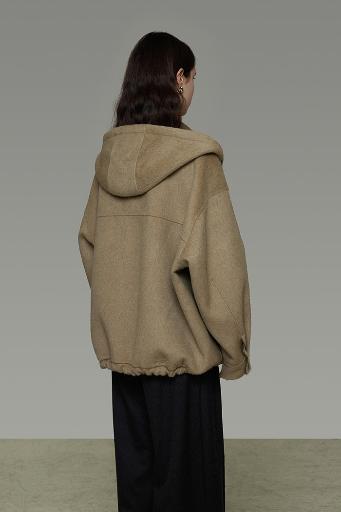 Effortless Wool Reversible Hoodie Coat