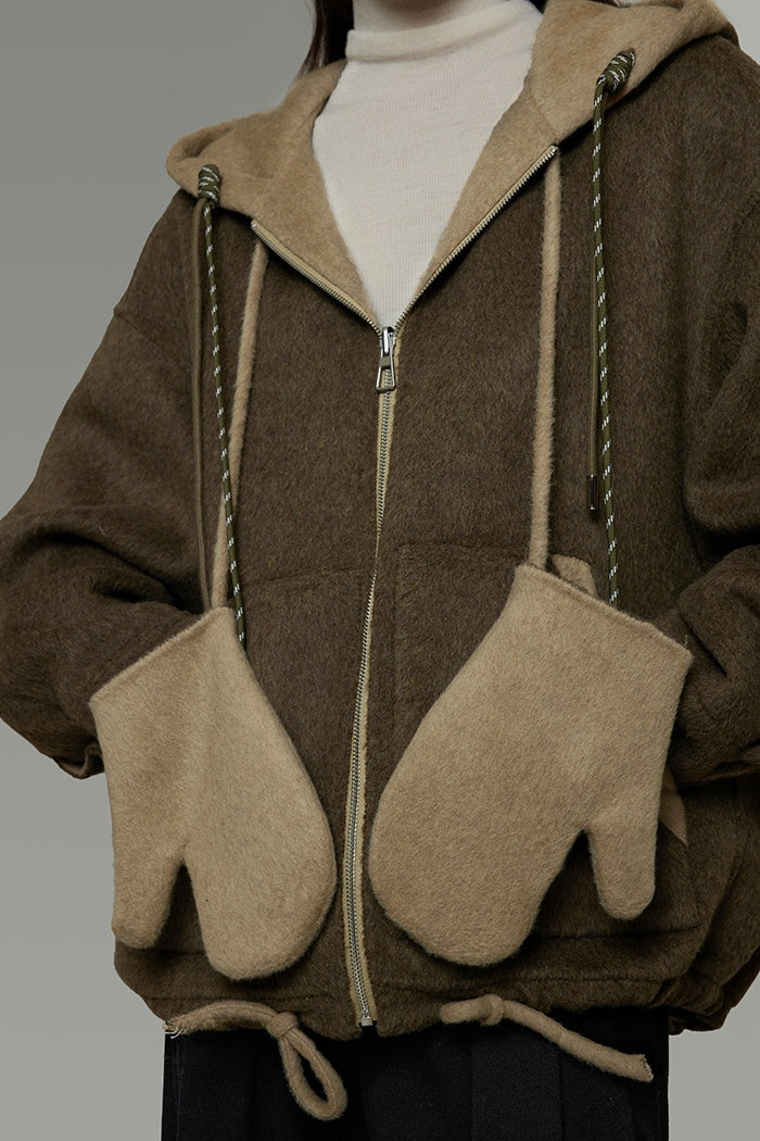 Effortless Wool Reversible Hoodie Coat