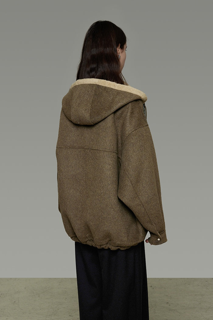 Effortless Wool Reversible Hoodie Coat