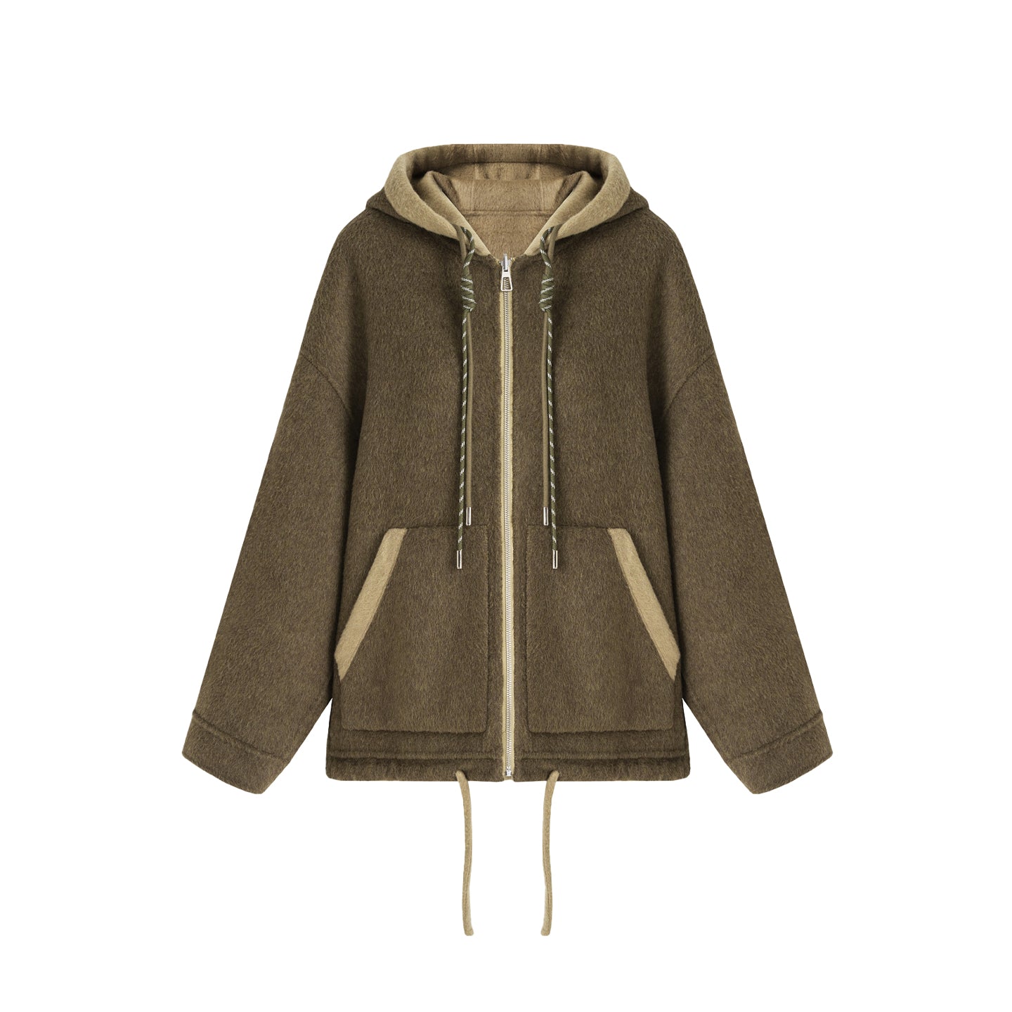 Effortless Wool Reversible Hoodie Coat