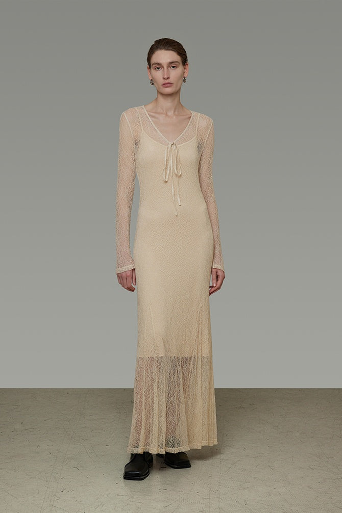 Whispered Elegance V-Neck Maxi Dress