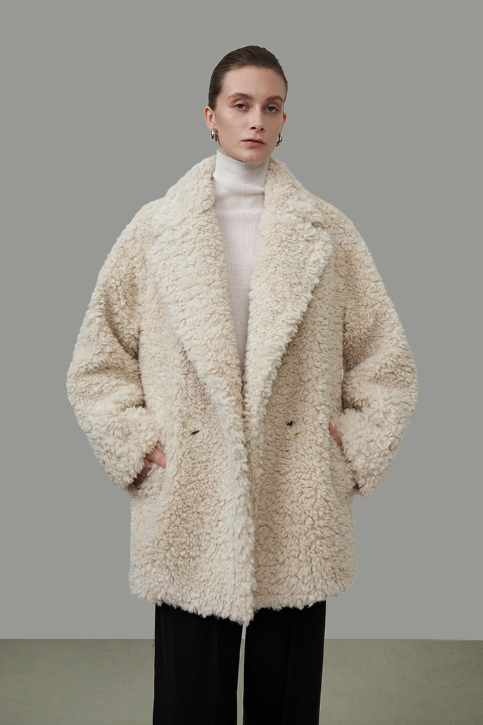 Chic Shearling Cropped Coat