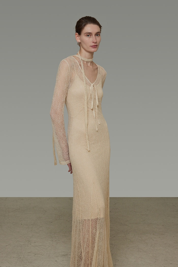 Whispered Elegance V-Neck Maxi Dress