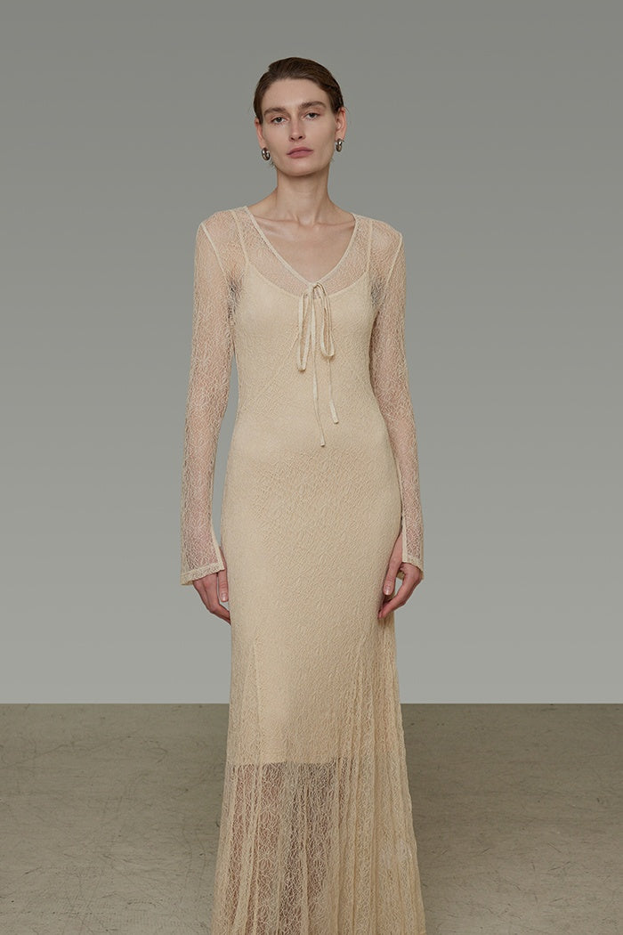 Whispered Elegance V-Neck Maxi Dress