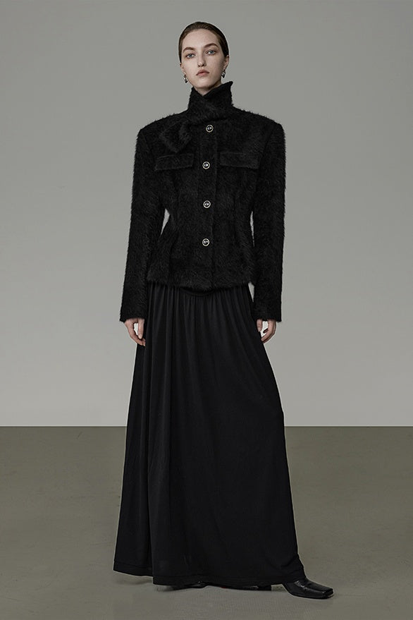 Sculpted Silhouette French Collar Coat