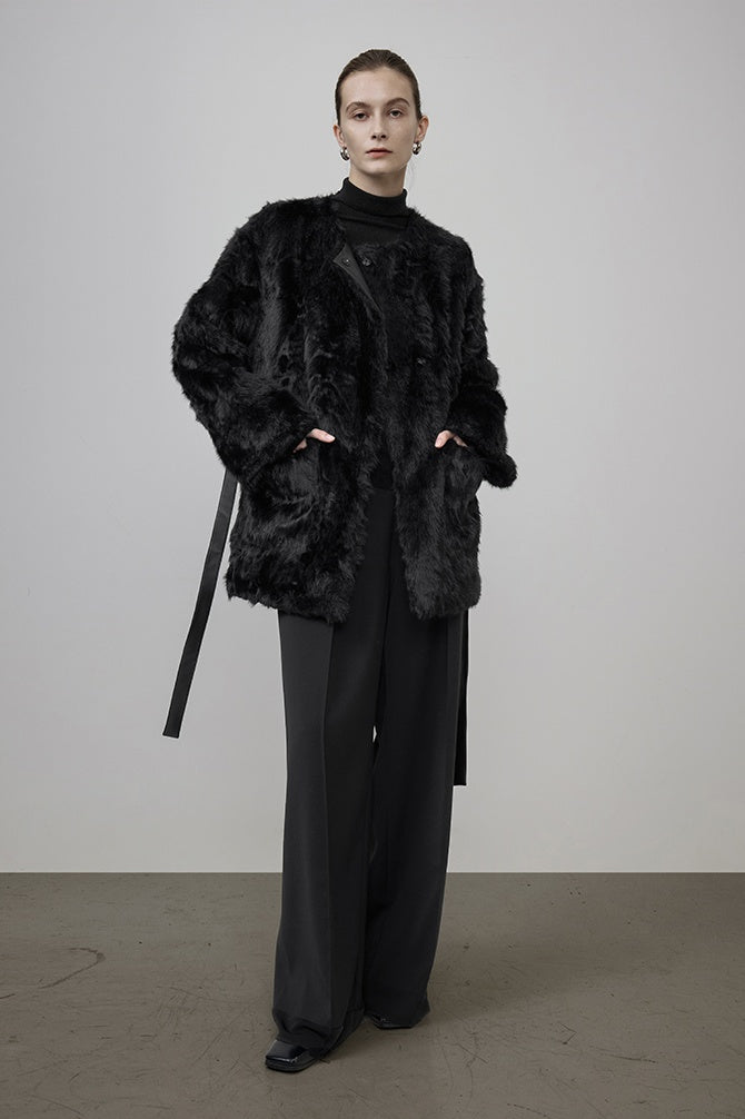 Silent Luxury Shearling Mid-Coat