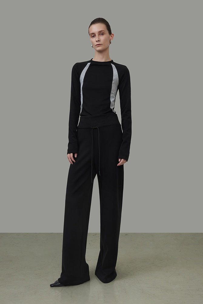 Sleek Contrast Knit Essential Top