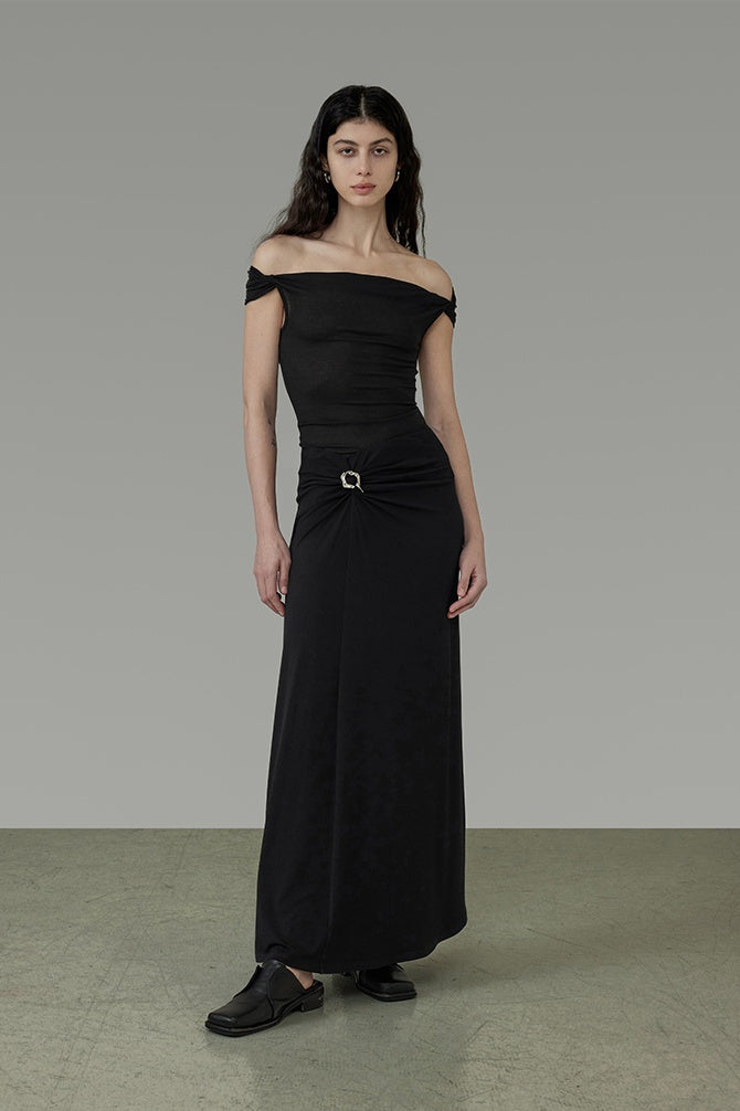 Sculpted Twist Midi Skirt