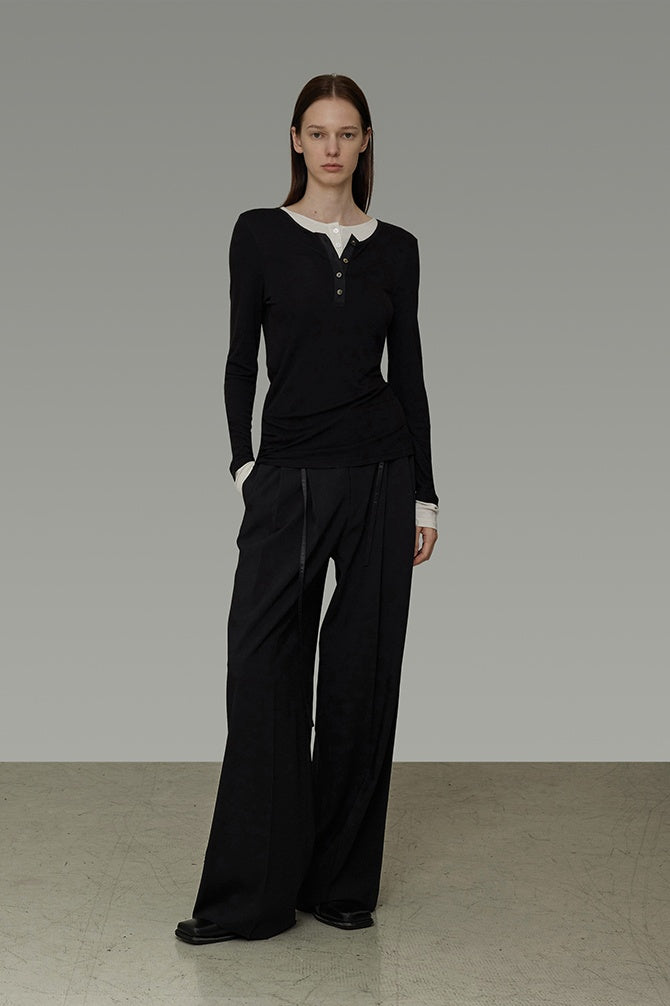 Engineered Contrast Knit Top