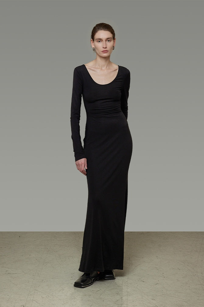 Sculpted Elegance U-Neck Maxi Dress