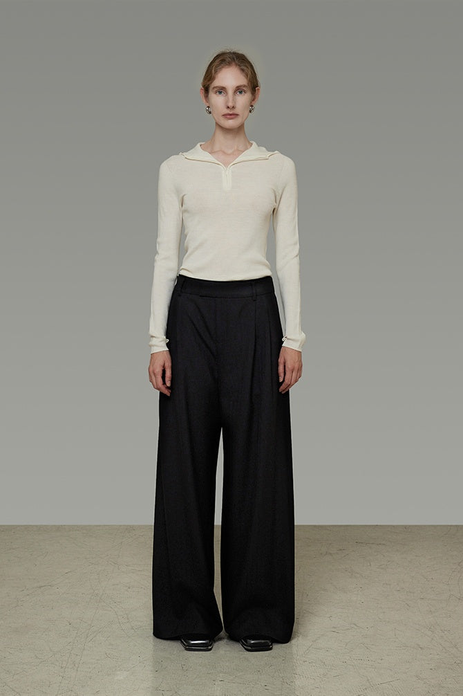 Sculpted High-Waist Wide-Leg Trousers