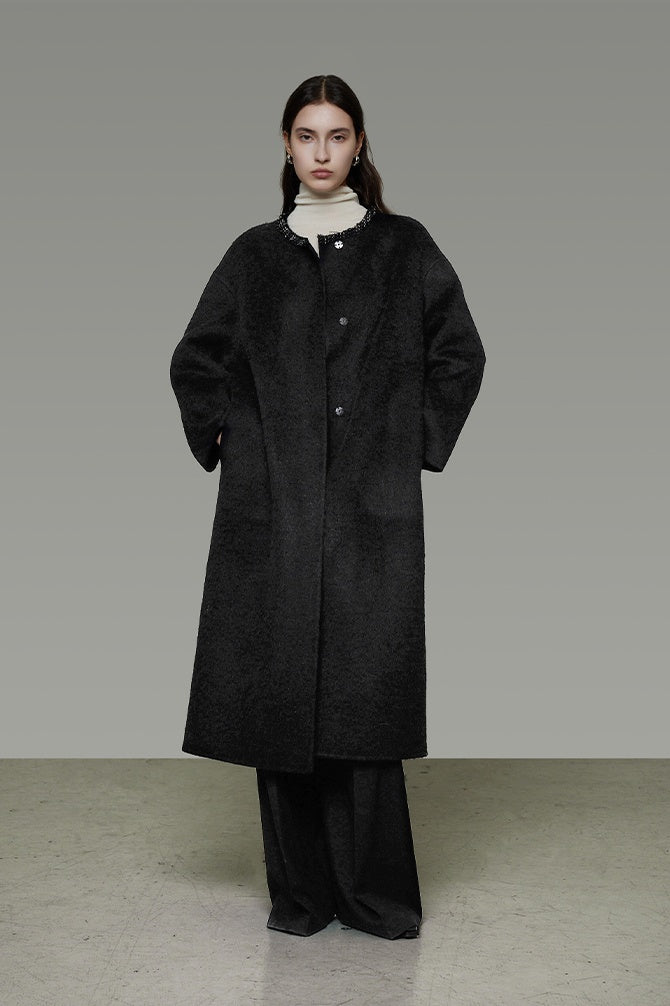 Refined Wool Blend Full-Length Coat