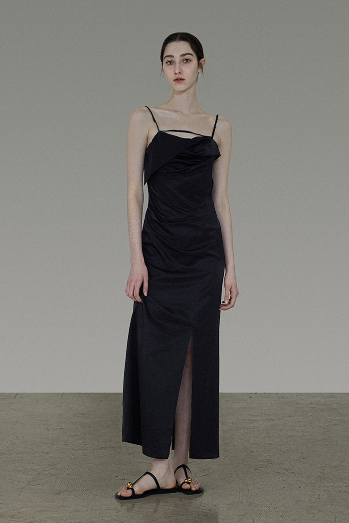 Unspoken Chic Black Slip Maxi Dress