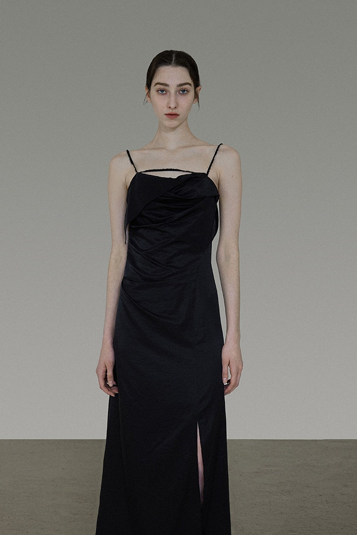 Unspoken Chic Black Slip Maxi Dress