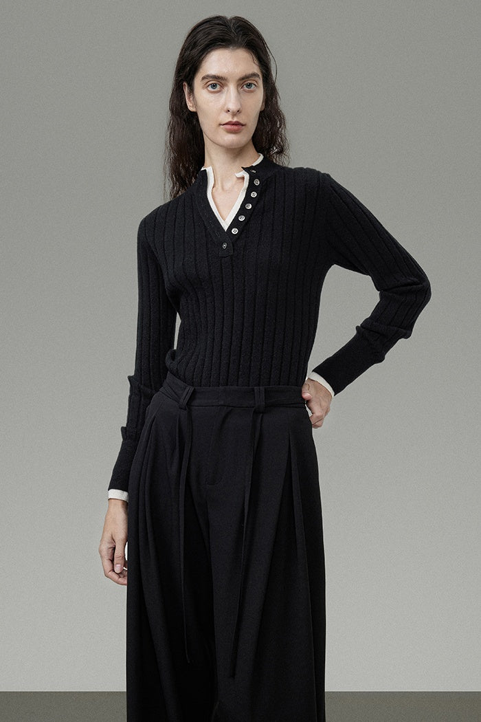 Effortless Chic Contrast Knit Top