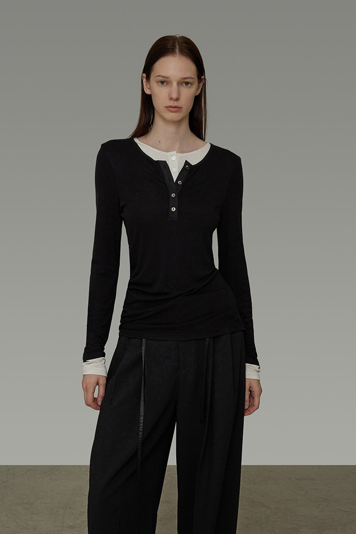 Engineered Contrast Knit Top