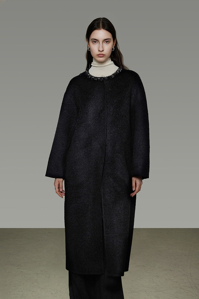 Refined Wool Blend Full-Length Coat