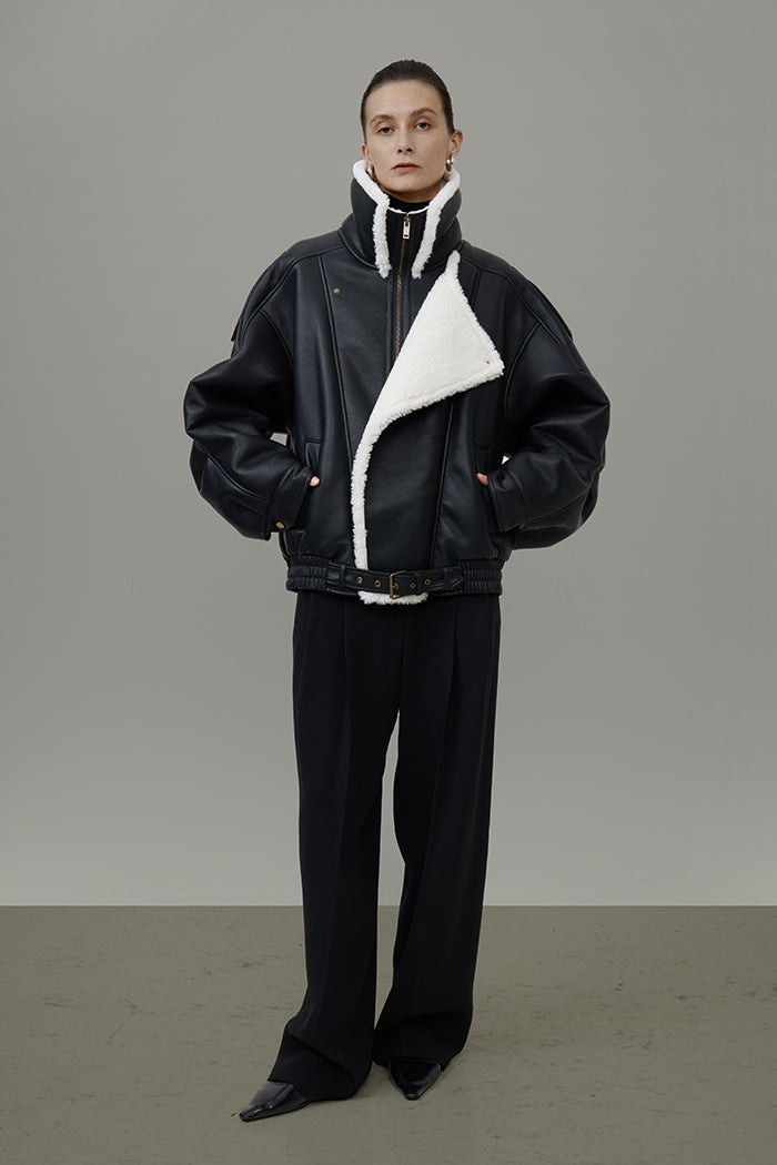 Urban Luxe Shearling Aviator Jacket