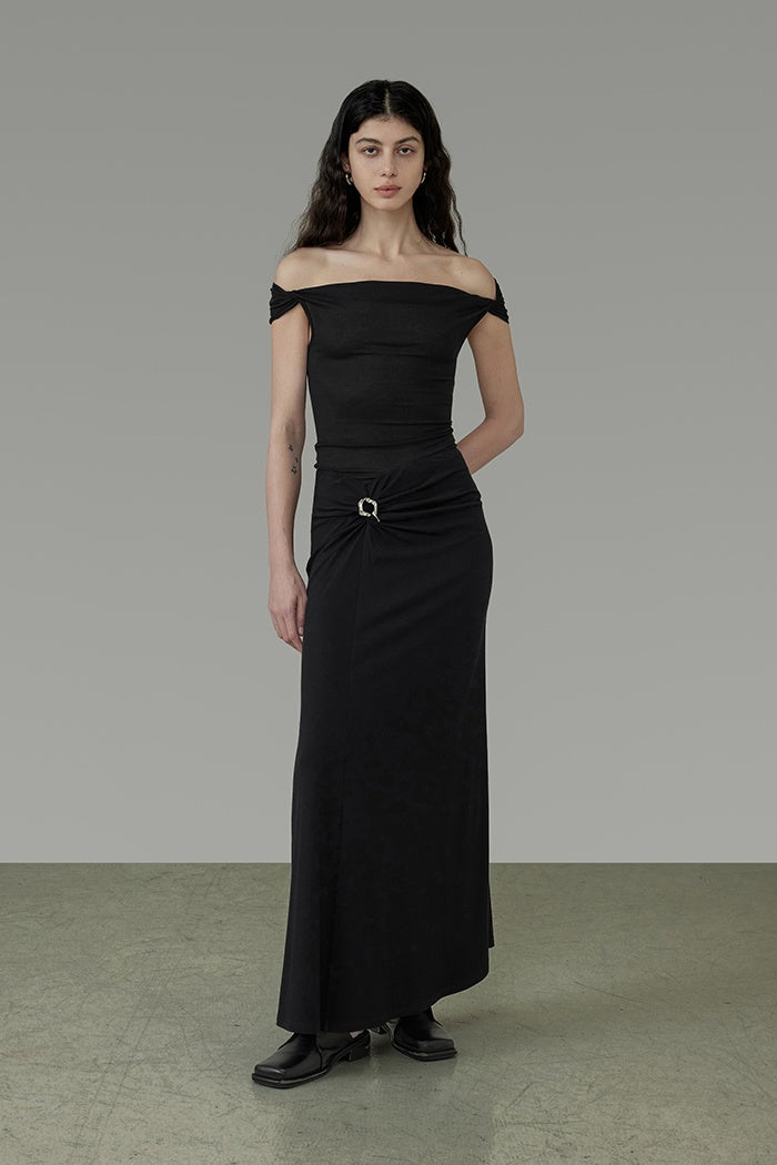 Sculpted Twist Midi Skirt