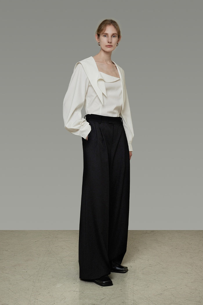 Sculpted High-Waist Wide-Leg Trousers