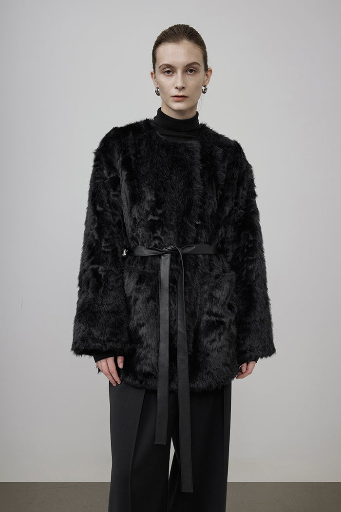 Silent Luxury Shearling Mid-Coat