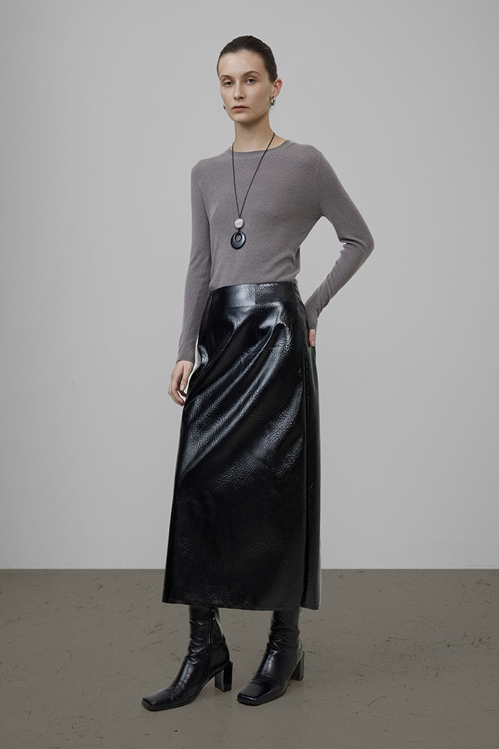 Edge-Luxe High-Waist Midi Skirt