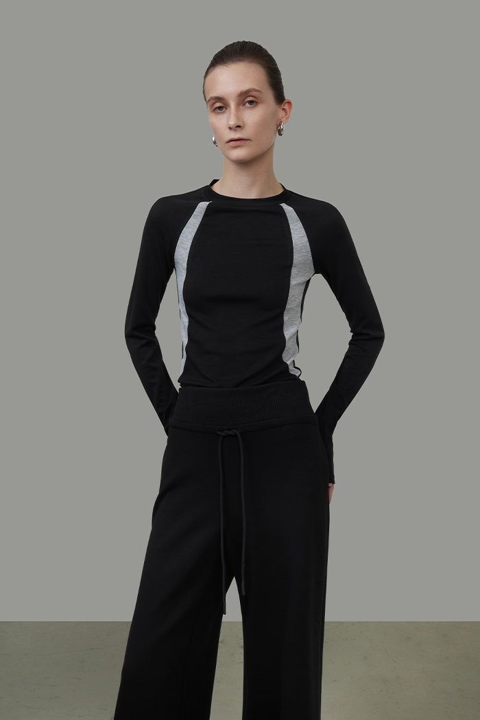Sleek Contrast Knit Essential Top