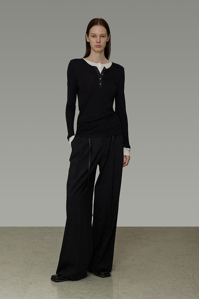 Engineered Contrast Knit Top