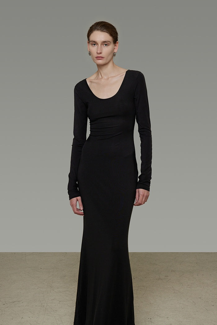 Sculpted Elegance U-Neck Maxi Dress