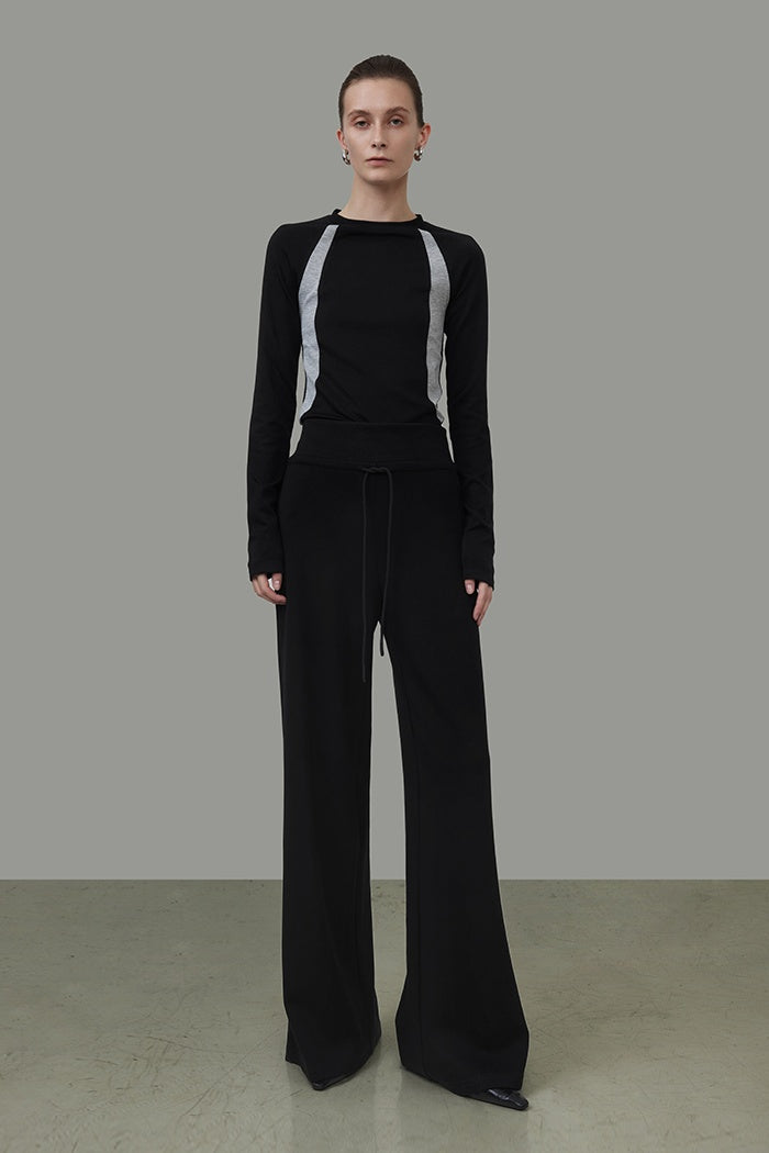 Sleek Contrast Knit Essential Top