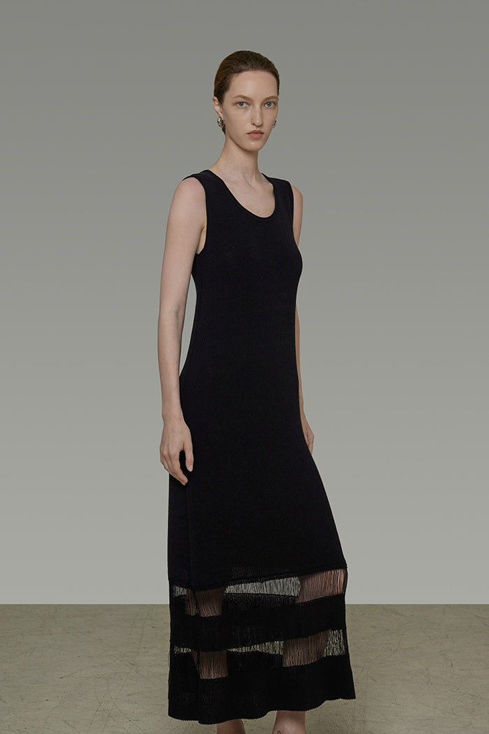 Minimalist Sculpted Neck Maxi Dress