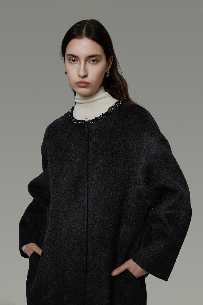 Refined Wool Blend Full-Length Coat