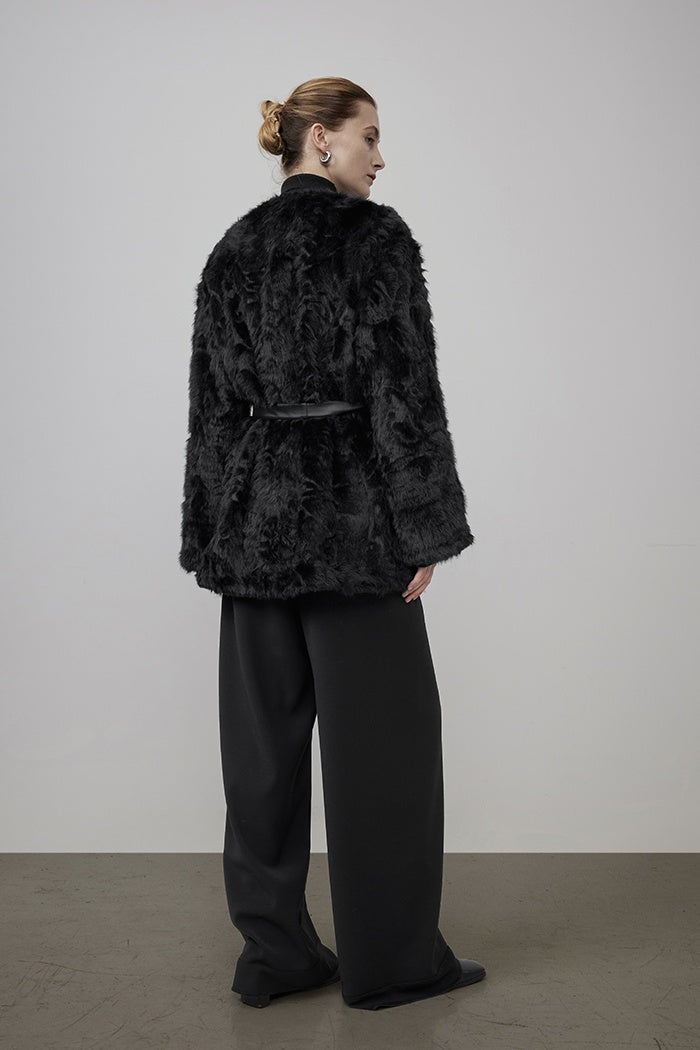 Silent Luxury Shearling Mid-Coat