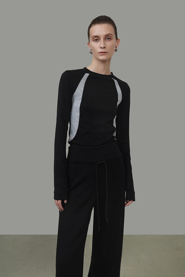Sleek Contrast Knit Essential Top