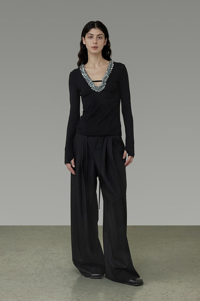 Sculpted Wide-Leg Trousers