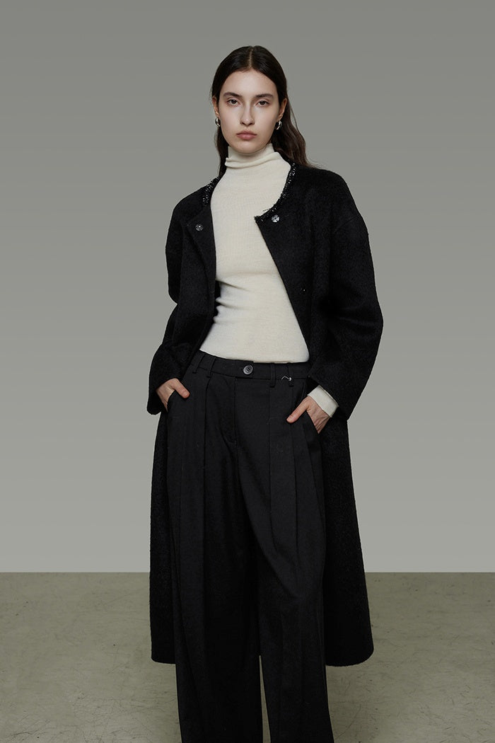 Refined Wool Blend Full-Length Coat