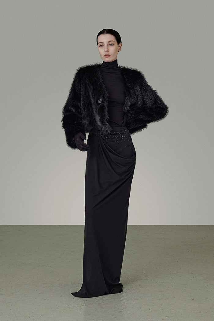 Elegant Gradient Rhinestone Maxi Skirt