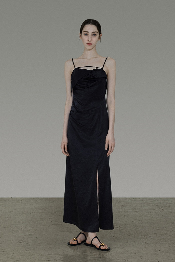 Unspoken Chic Black Slip Maxi Dress