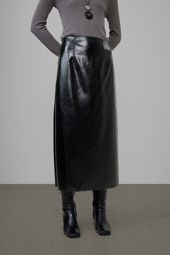 Edge-Luxe High-Waist Midi Skirt