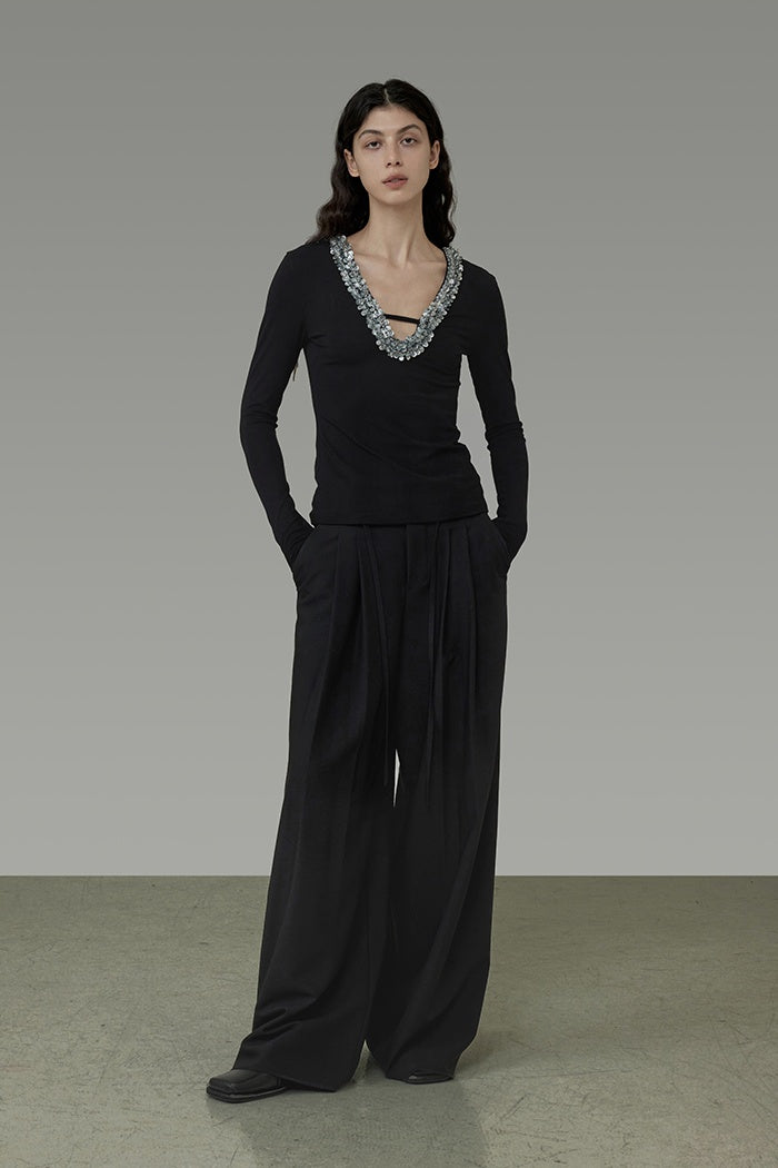 Sculpted Wide-Leg Trousers