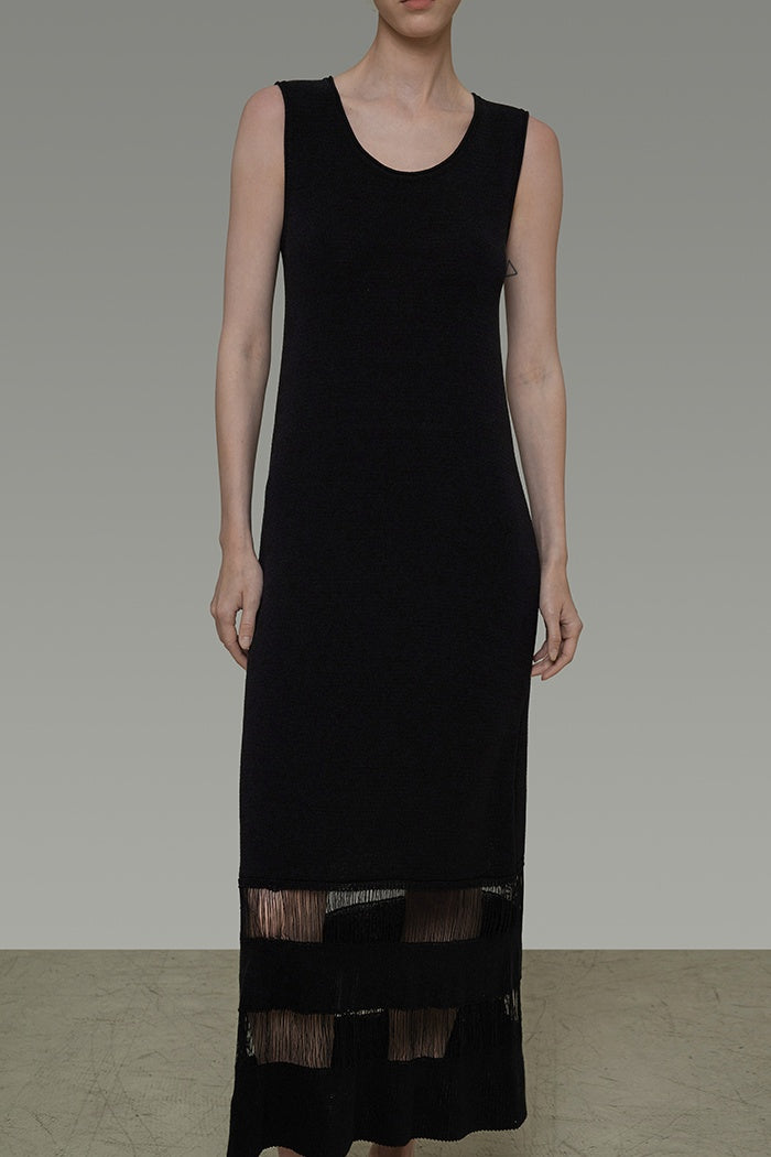 Minimalist Sculpted Neck Maxi Dress