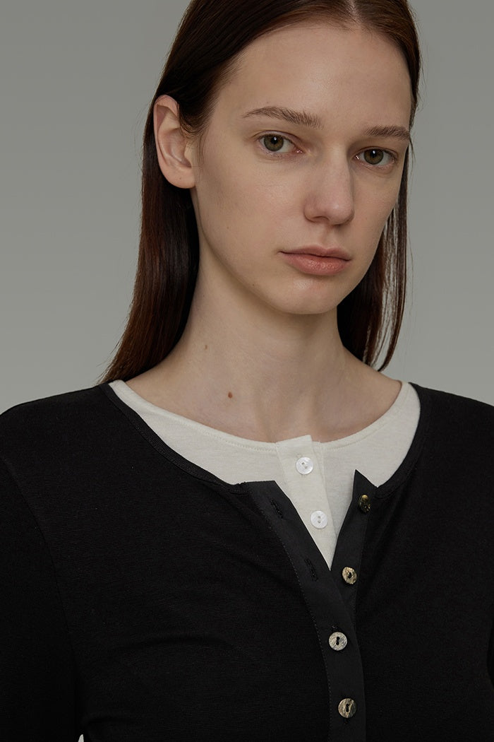 Engineered Contrast Knit Top